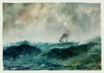 Hugh Browne watercolour seascape