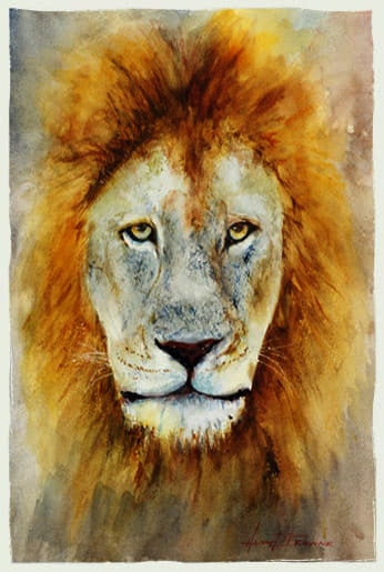 Hugh Browne watercolour coastal lord of the jungle