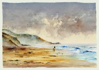 Hugh Browne watercolour coastal region
