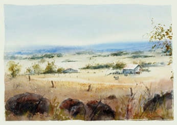Hugh Browne watercolour Australian landscape