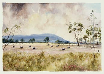 Hugh Browne watercolour country landscape