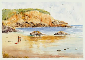 Hugh Browne watercolour coastal scene