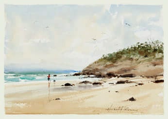 Hugh Browne watercolour coastal seascape